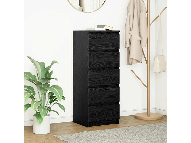 Buffet avec tiroirs chêne noir 37,5x35x99 cm bois d'ingénierie