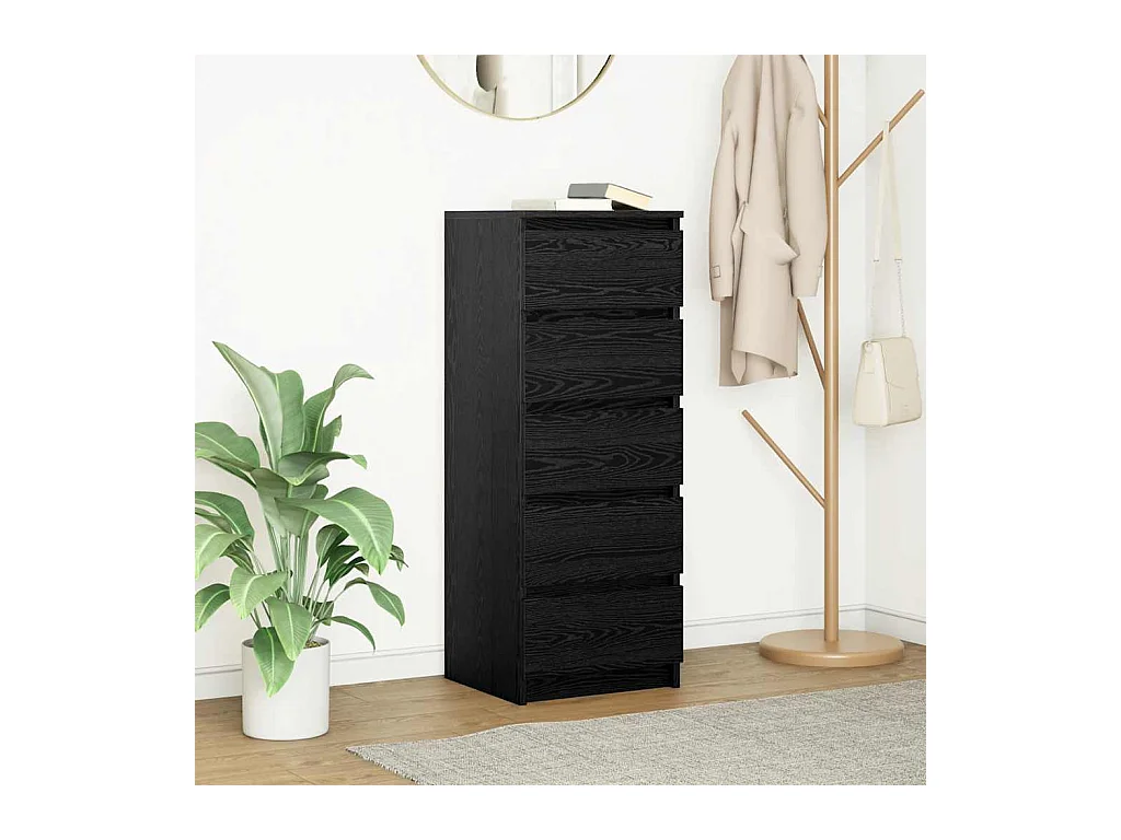 Buffet avec tiroirs chêne noir 37,5x35x99 cm bois d'ingénierie