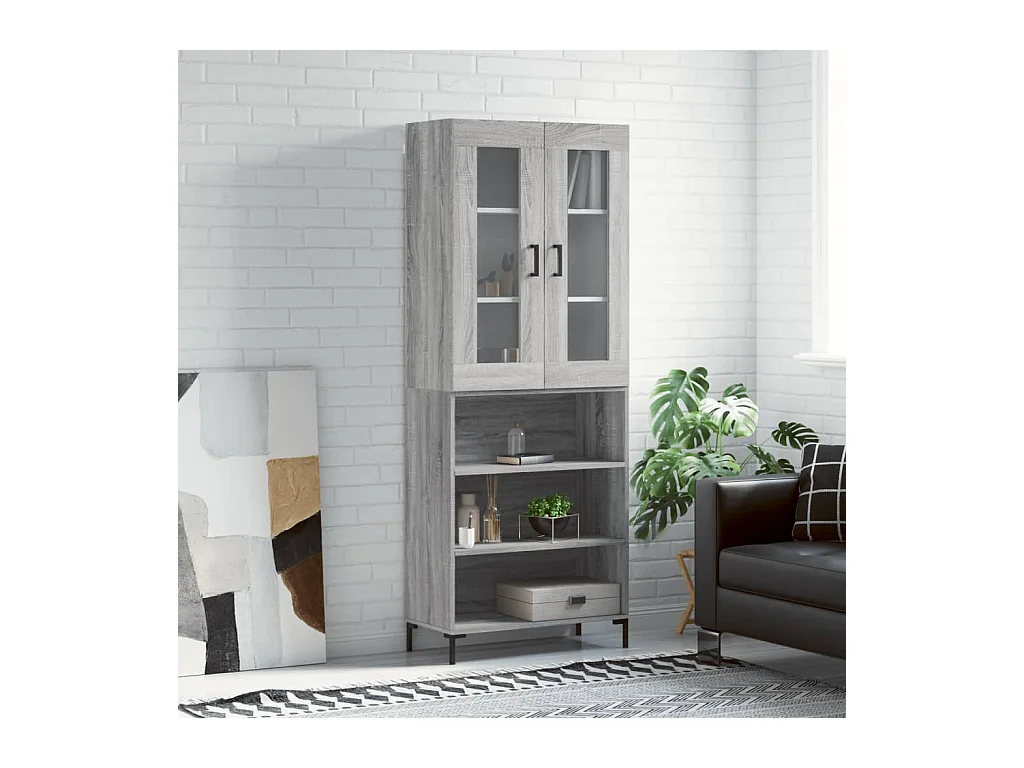 Buffet haut Sonoma gris 69,5x34x180 cm Bois d'ingénierie