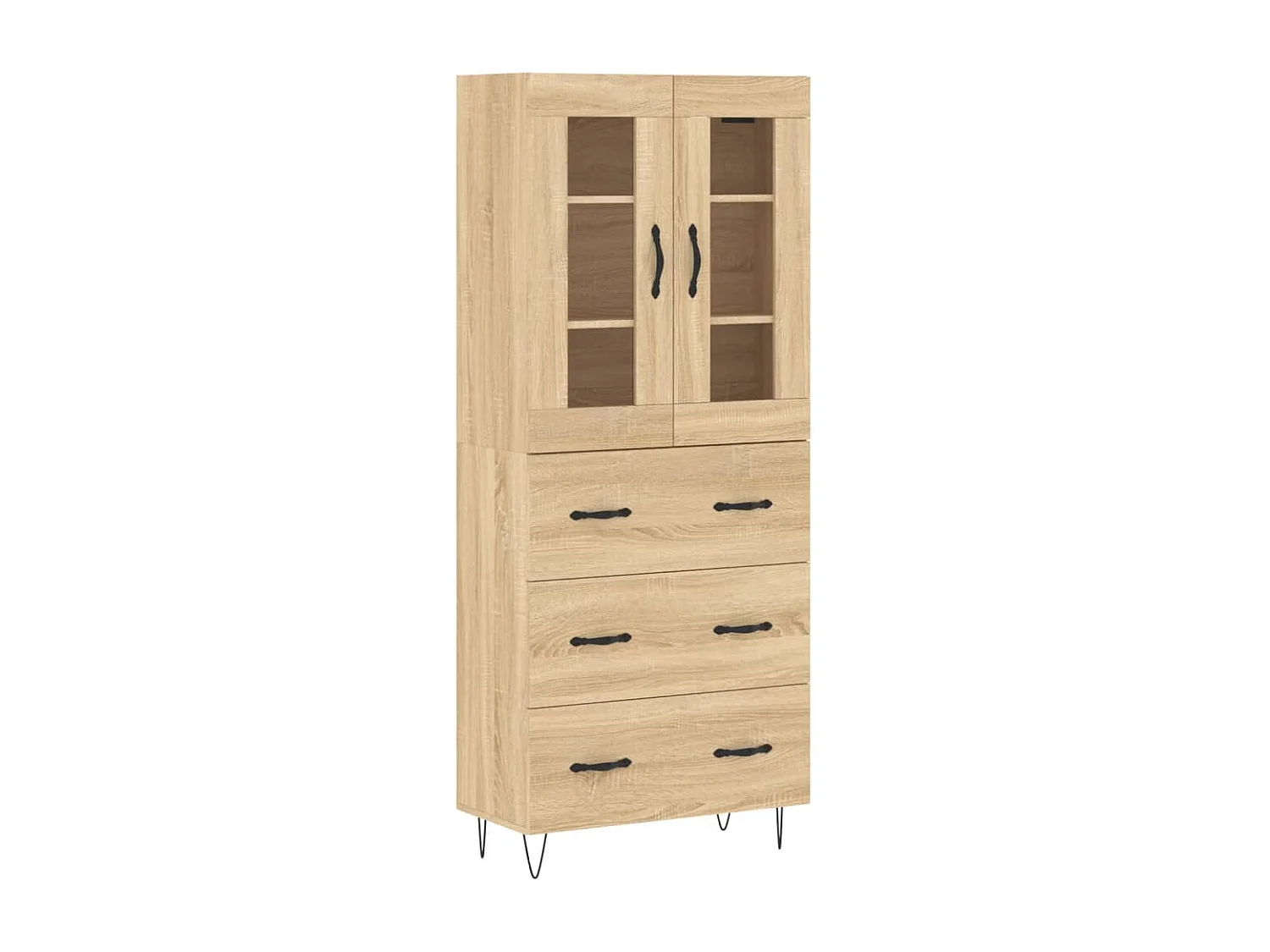 Aparador alto madera contrachapada color roble 69,5x34x180 cm