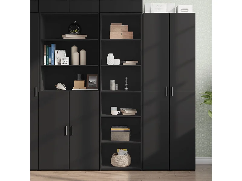 Buffet haut noir 50x41x185 cm bois d'ingénierie