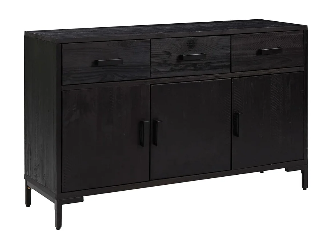 Buffet Noir 110x35x70 cm Bois de pin massif