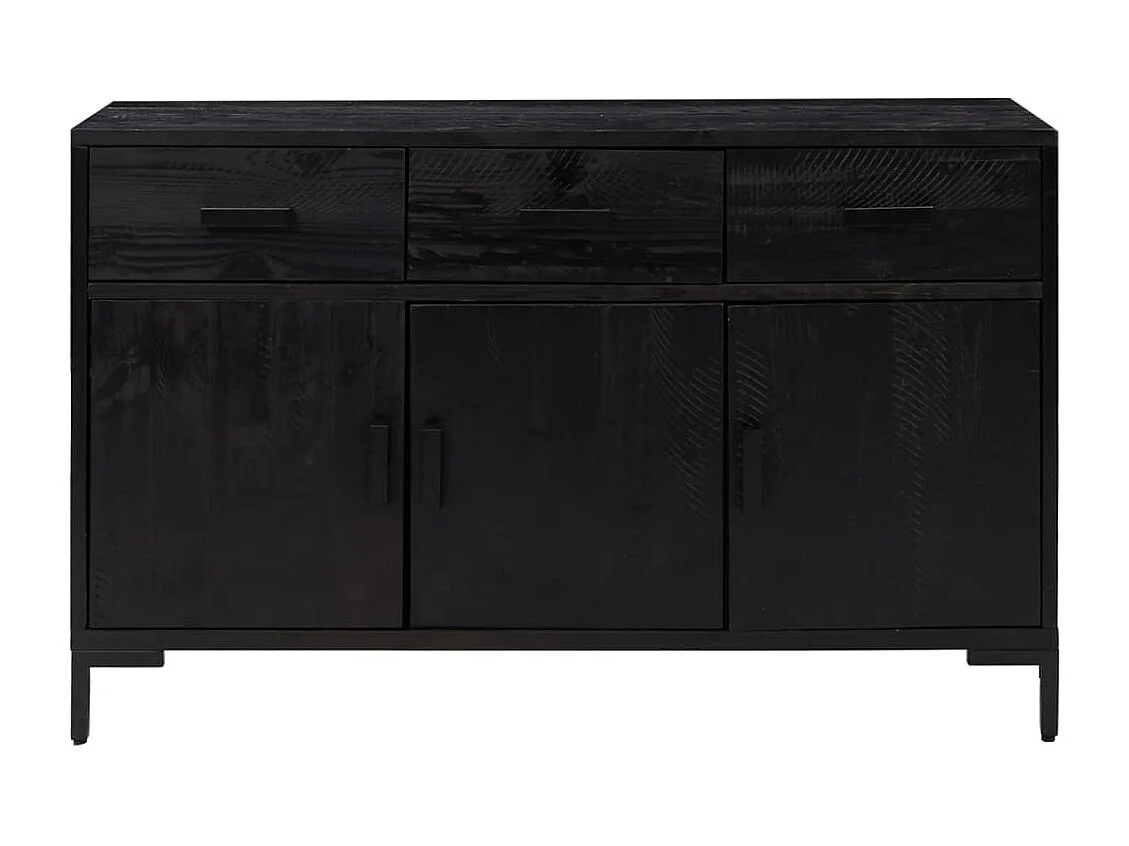 Buffet Noir 110x35x70 cm Bois de pin massif