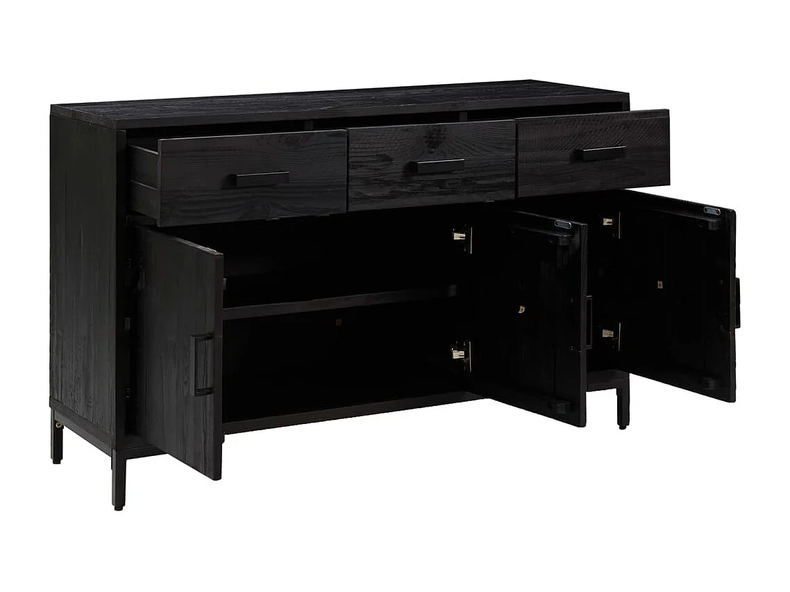 Buffet Noir 110x35x70 cm Bois de pin massif