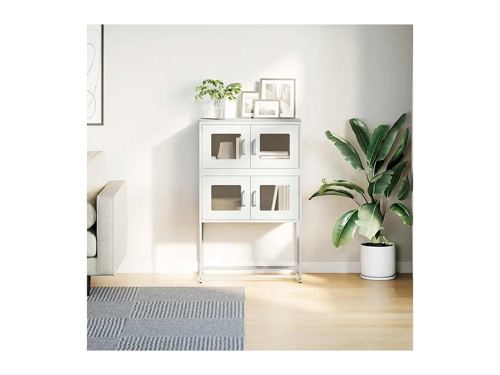 Buffet haut blanc 68x39x107 cm acier