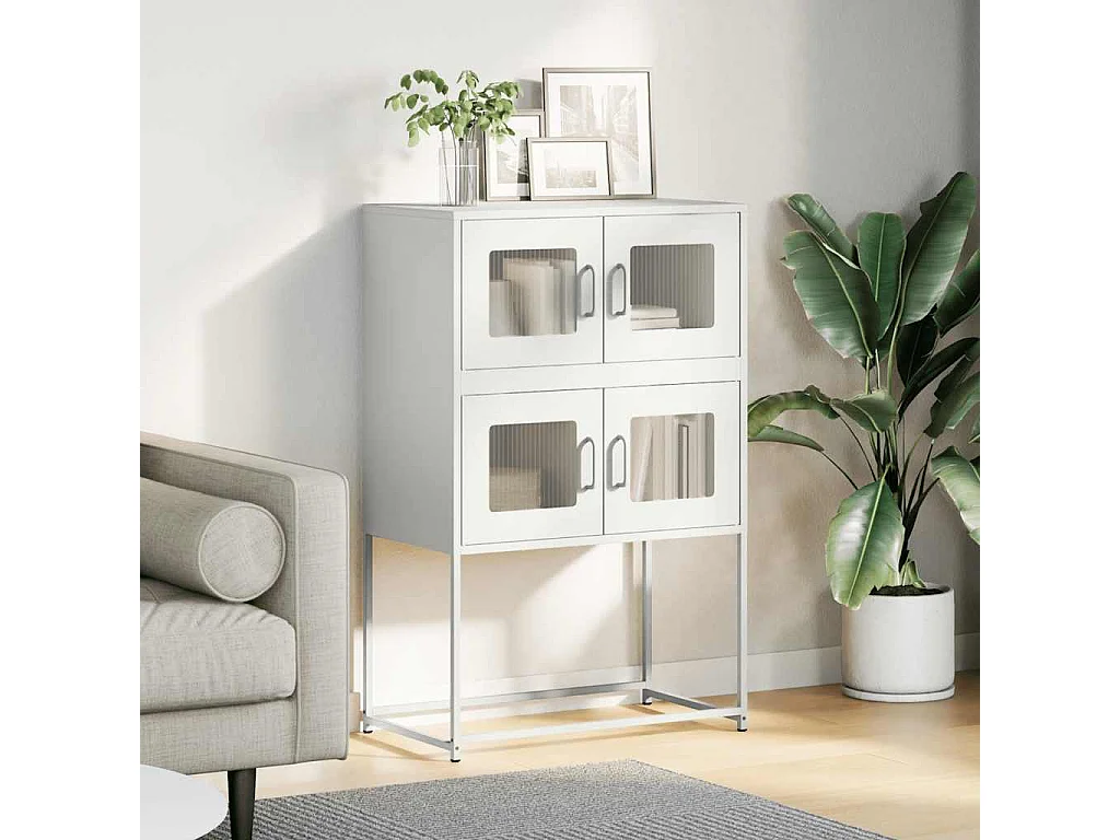 Buffet haut blanc 68x39x107 cm acier