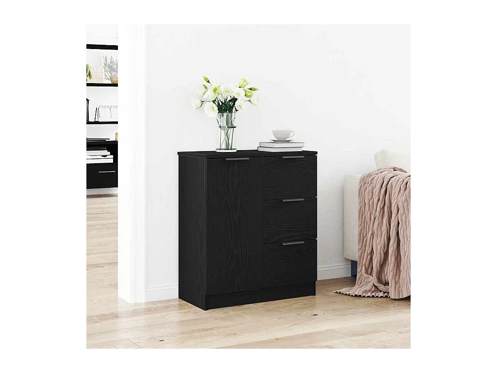 Buffet avec tiroir Noir 60 x 30 x 70 cm Bois d'ingénierie