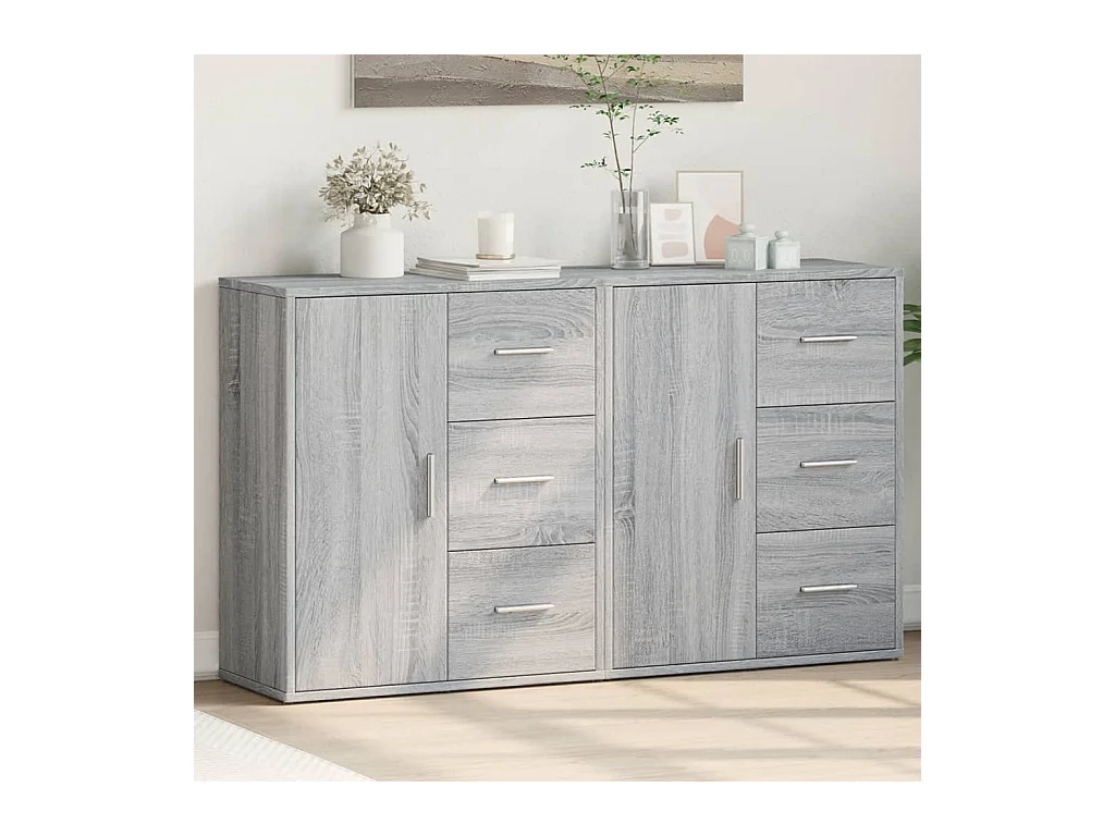Buffets 2 pièces sonoma gris 60x31x70 cm bois d'ingénierie