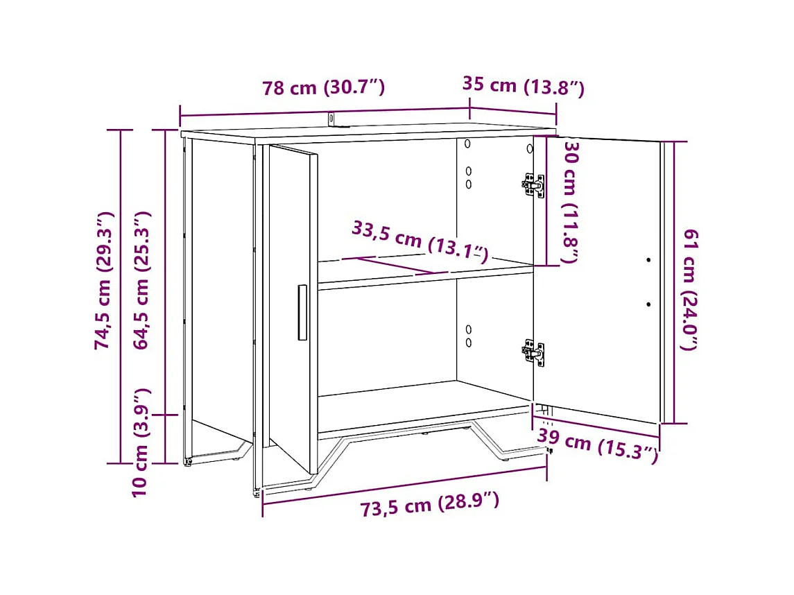 Buffet Chêne noir 78 x 35.5 x 74.5 cm Bois d'ingénierie