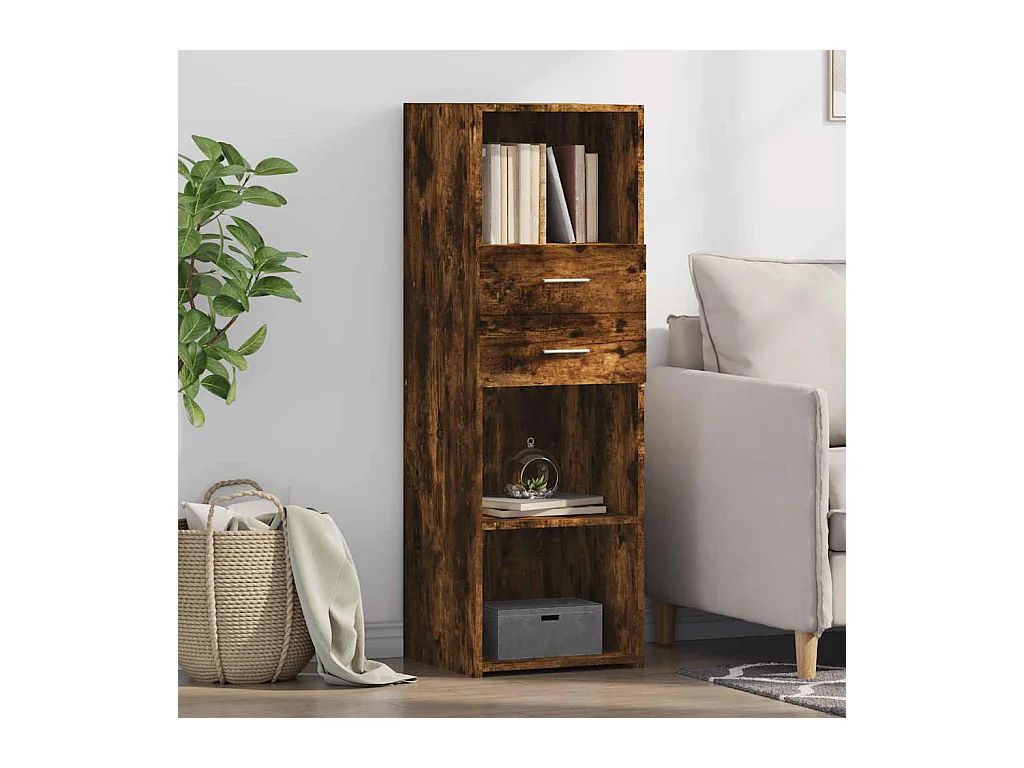 Buffet haut chêne fumé 40x42,5x124 cm bois d'ingénierie