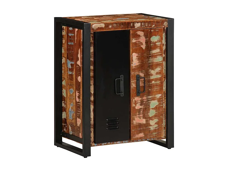 Aparador madera maciza reciclada multicolor 55x35x70 cm