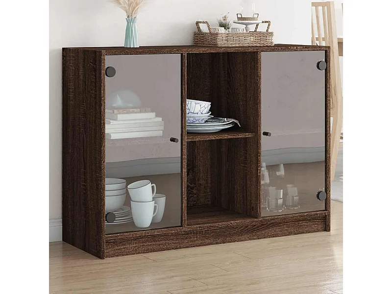 Buffet chêne marron 102x37x75,5 cm bois d'ingénierie