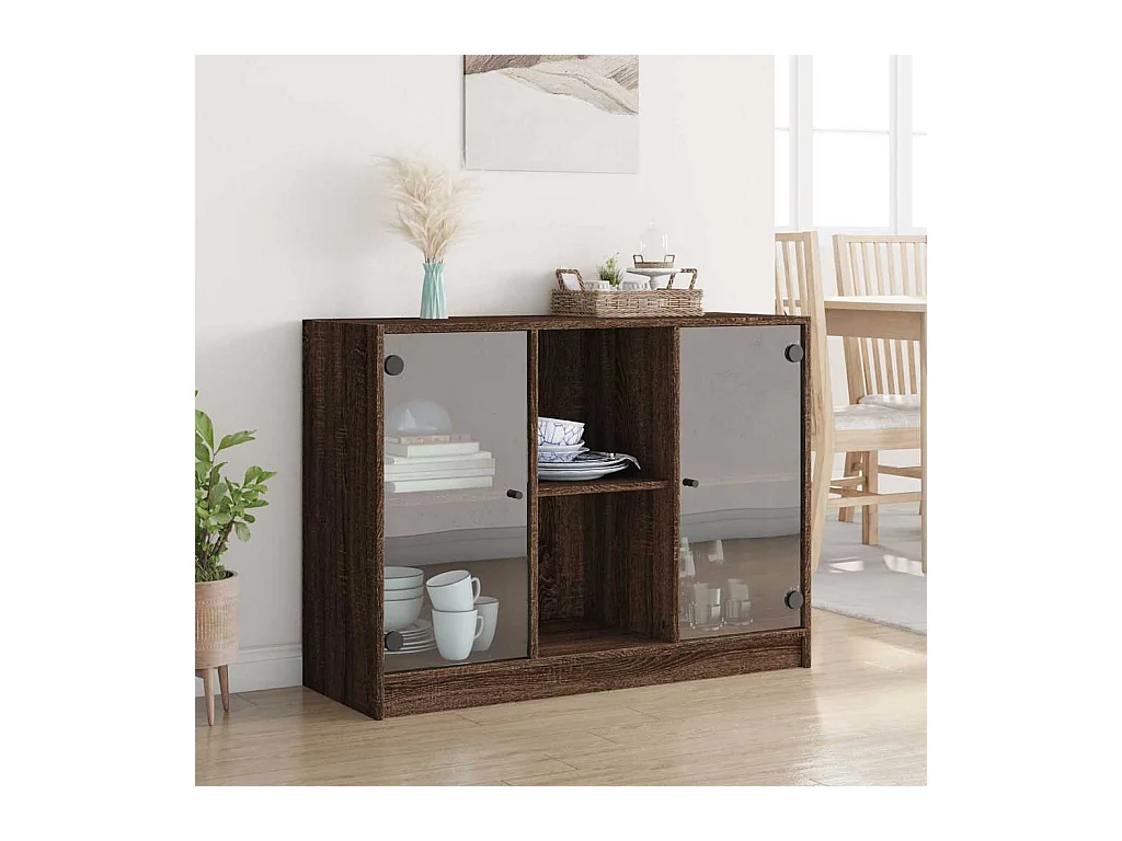 Buffet chêne marron 102x37x75,5 cm bois d'ingénierie