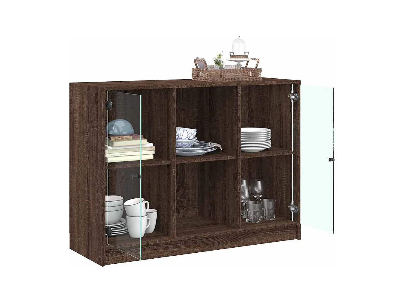 Buffet chêne marron 102x37x75,5 cm bois d'ingénierie