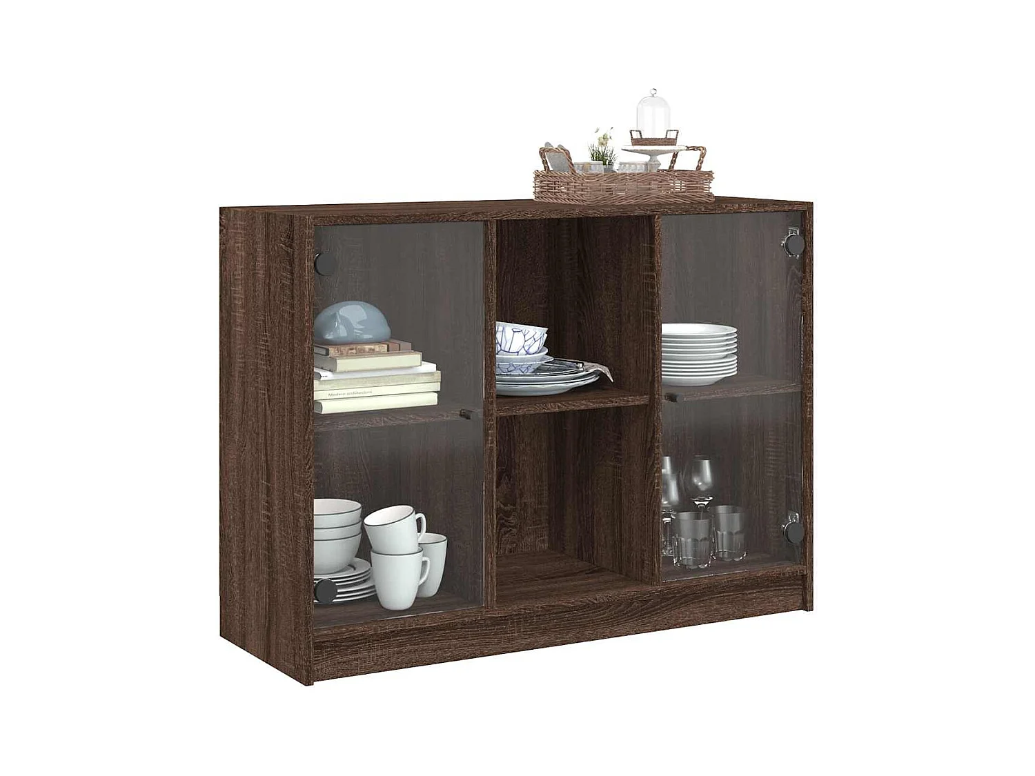 Buffet chêne marron 102x37x75,5 cm bois d'ingénierie