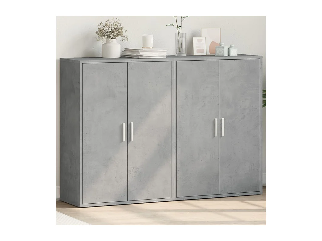 Buffets 2 pièces gris béton 60x31x84 cm bois d'ingénierie