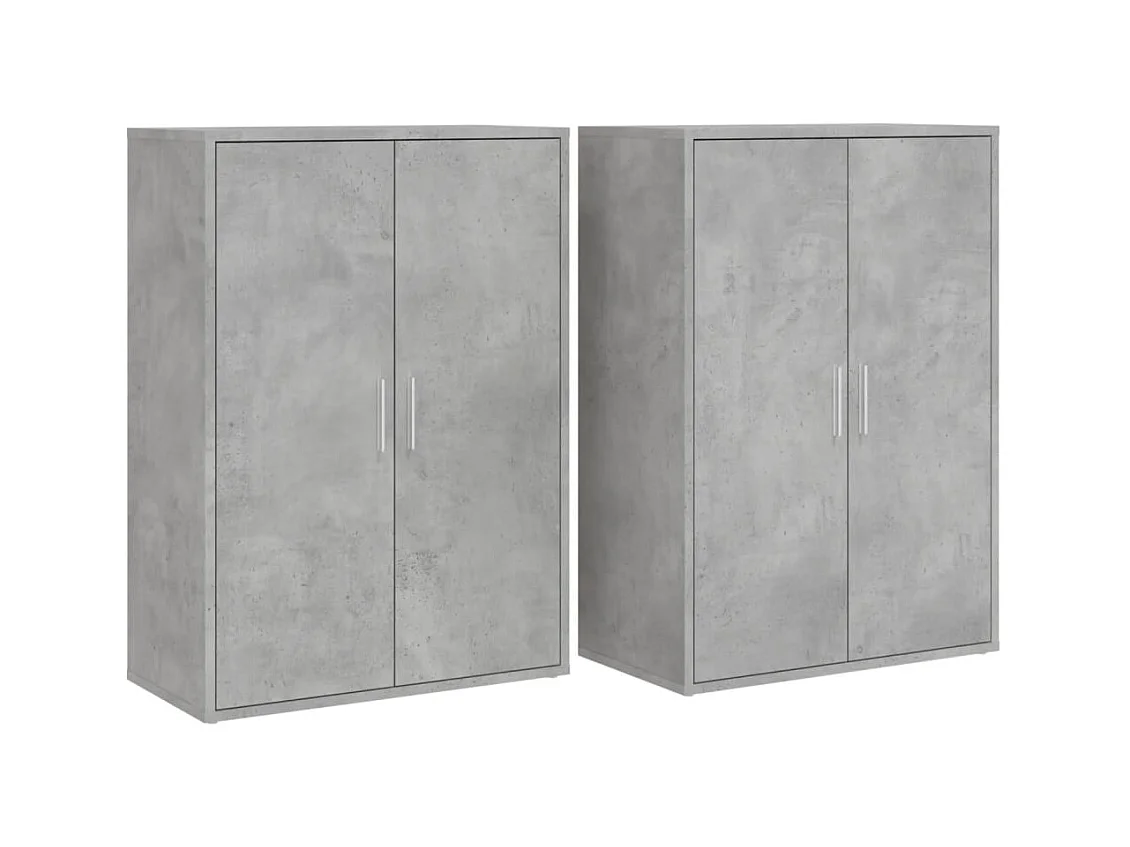 Buffets 2 pièces gris béton 60x31x84 cm bois d'ingénierie