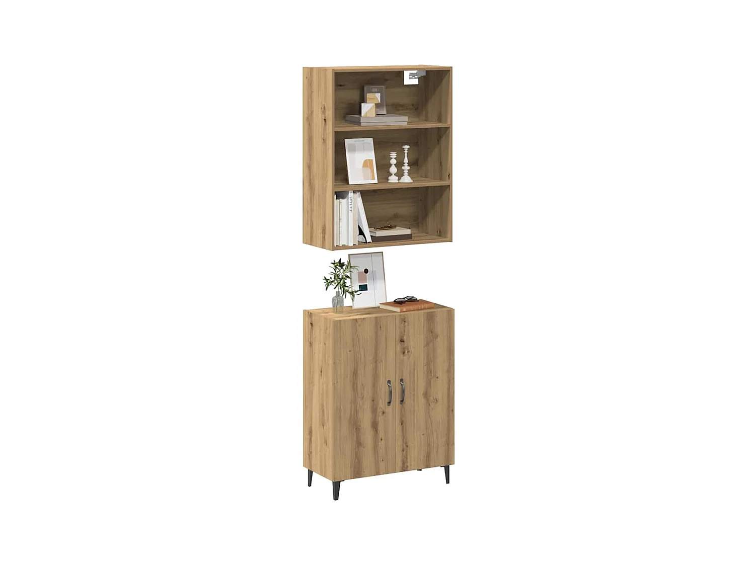 Buffet avec armoire murale chêne artisanal bois d'ingénierie