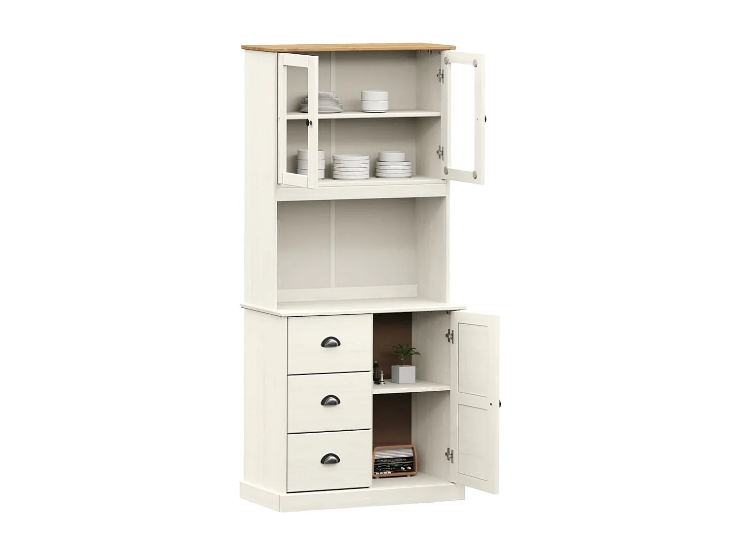 Buffet haut VIGO blanc 78x40x175 cm bois massif de pin