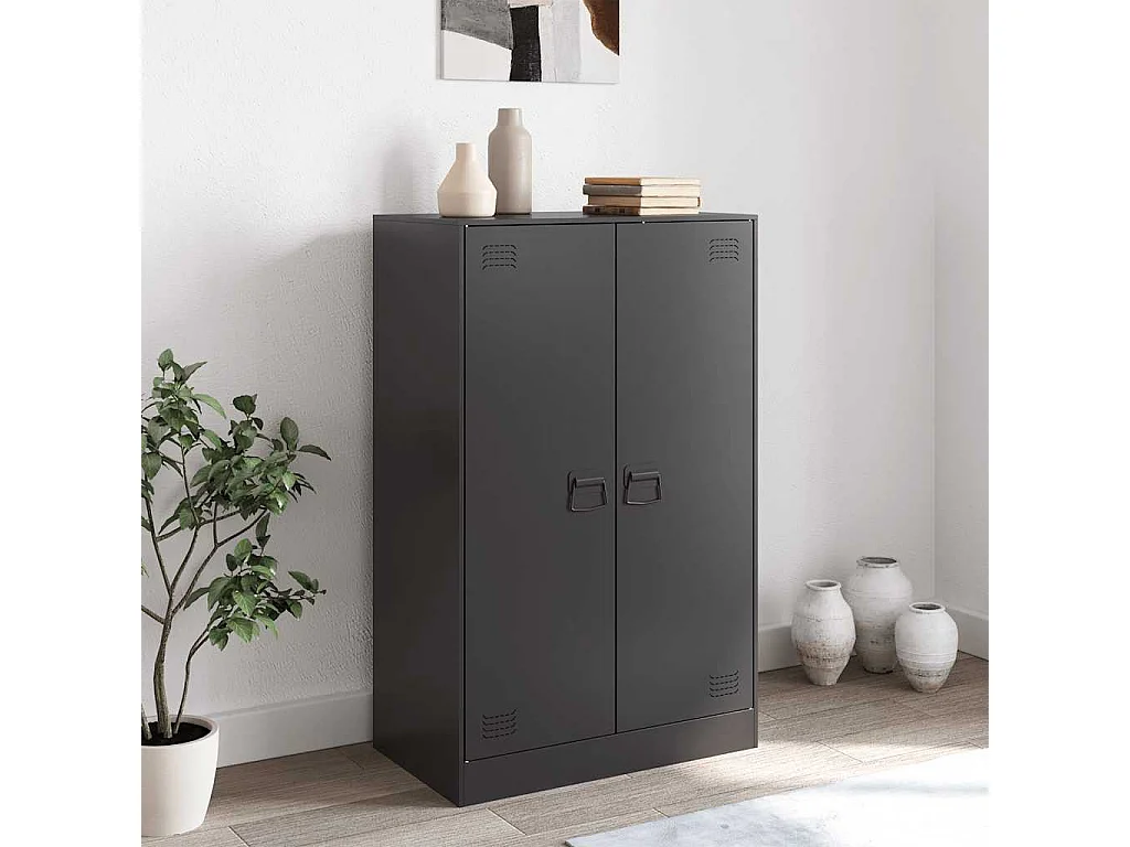 Buffet noir 67x39x107 cm acier