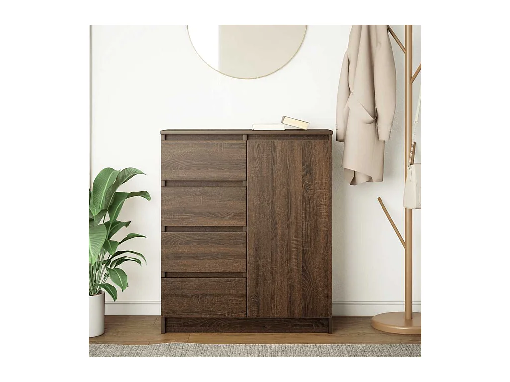 Buffet avec tiroirs chêne brun 71x35x84 cm bois d'ingénierie