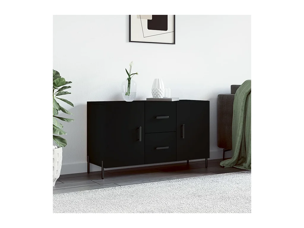 Buffet noir 100x36x60 cm bois d'ingénierie