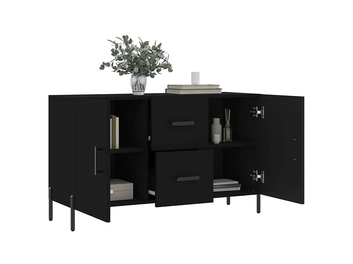 Buffet noir 100x36x60 cm bois d'ingénierie