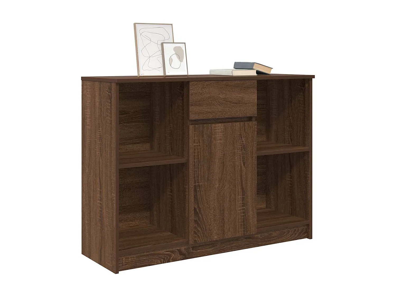 Buffet avec tiroir chêne brun 101x35x76 cm bois d'ingénierie