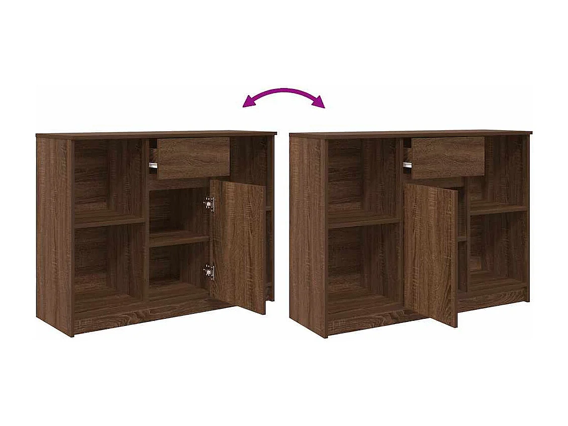 Buffet avec tiroir chêne brun 101x35x76 cm bois d'ingénierie