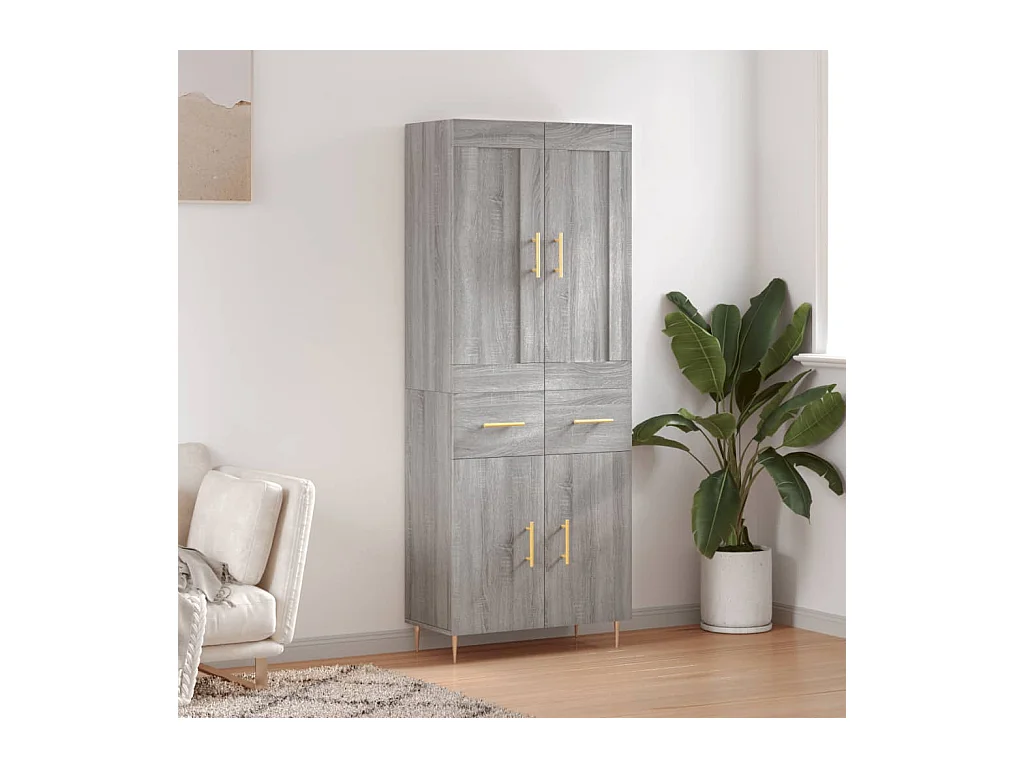 Buffet haut Sonoma gris 69,5x34x180 cm Bois d'ingénierie