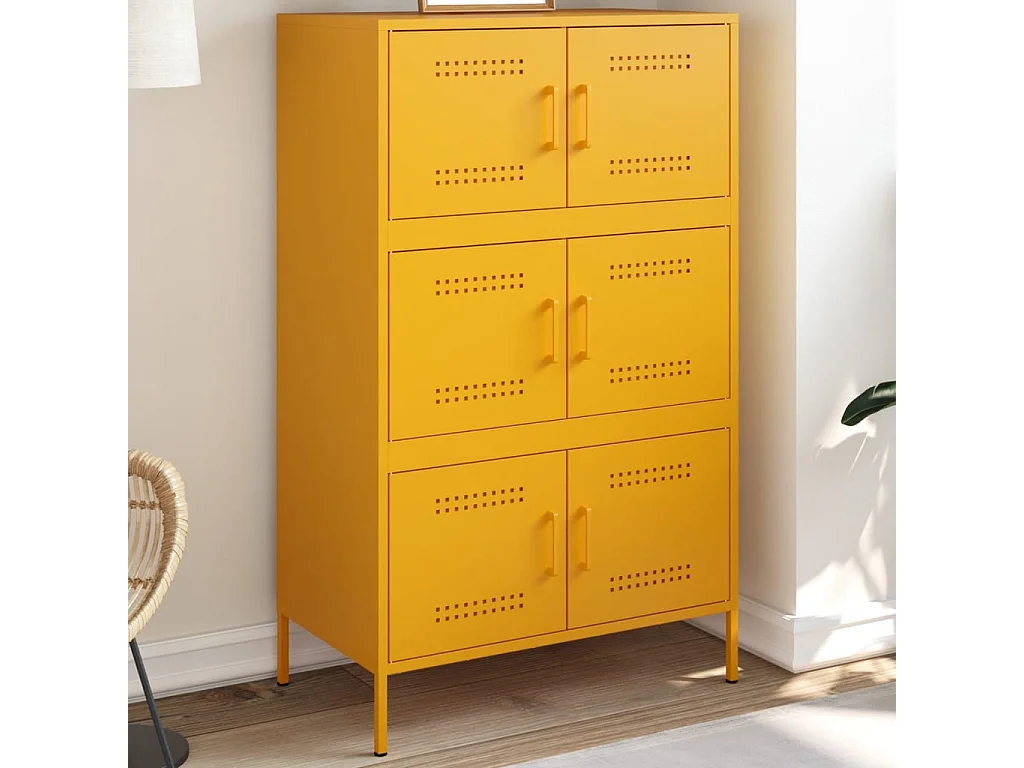 Buffet haut jaune moutarde 68x39x113 cm acier
