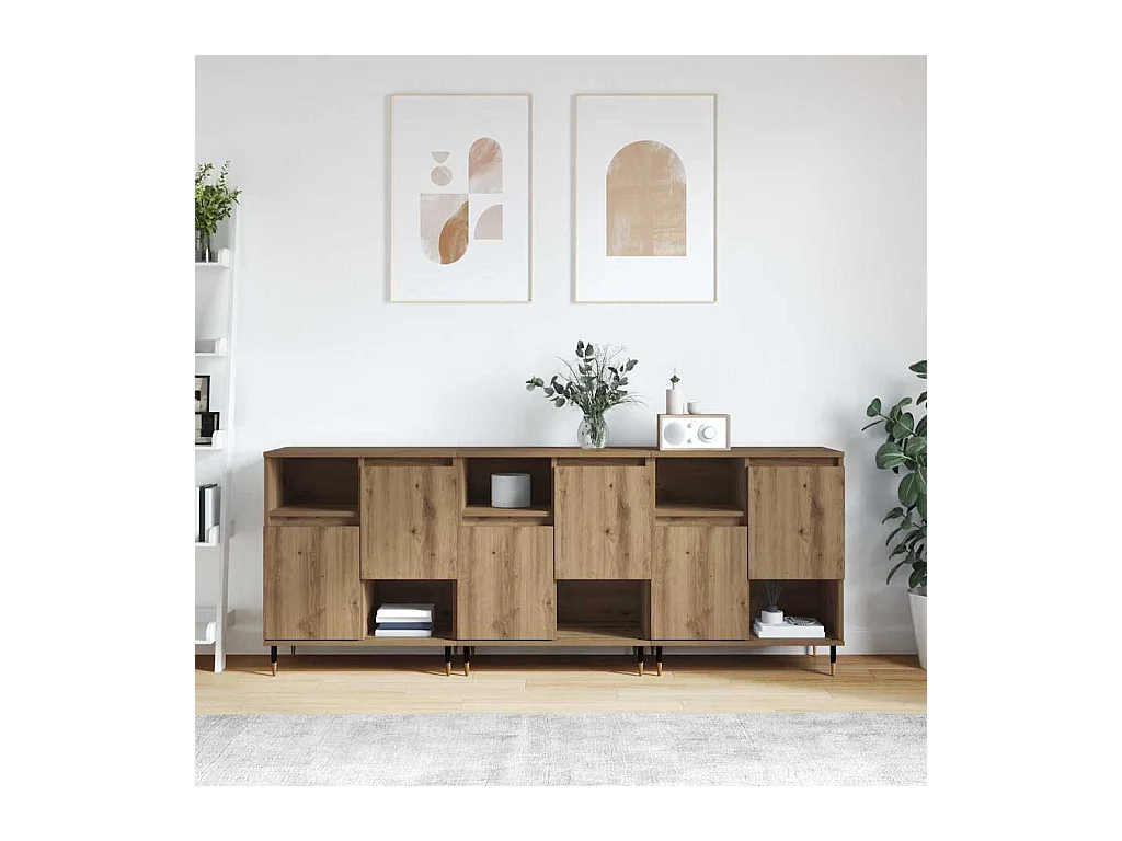 Buffets 3 pièces chêne artisanal 180 x 35 x 70 cm