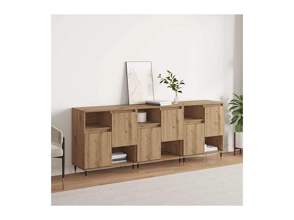 Buffets 3 pièces chêne artisanal 180 x 35 x 70 cm