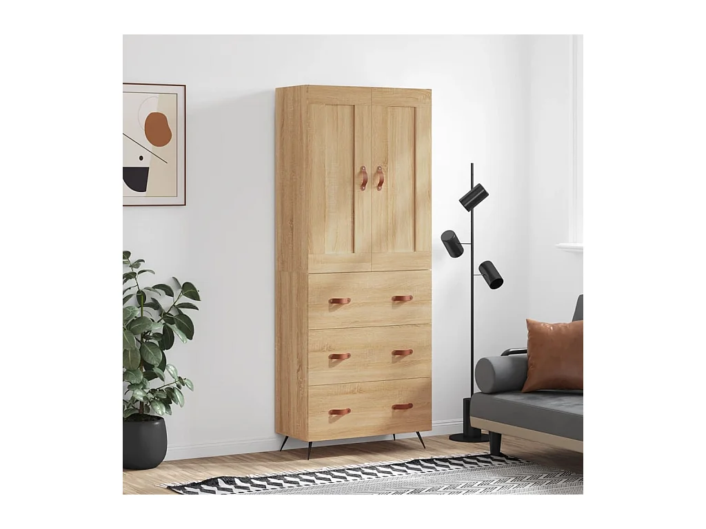 Hoge kast 69,5x34x180 cm bewerkt hout sonoma eikenkleurig