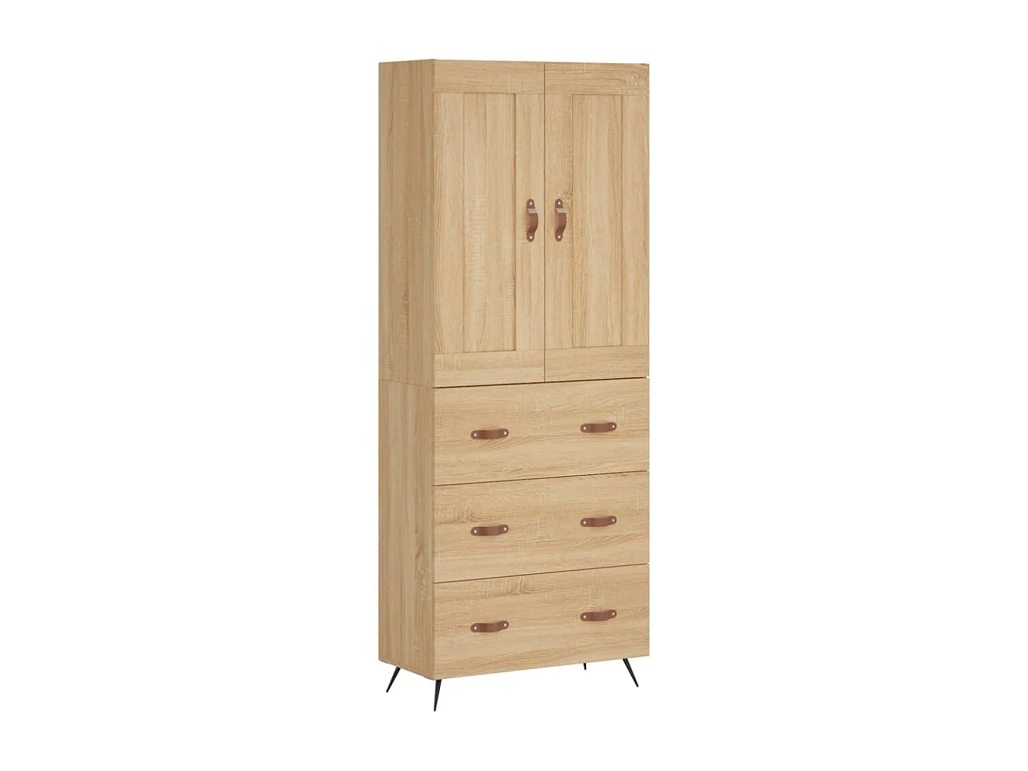 Aparador alto madera contrachapada color roble 69,5x34x180 cm