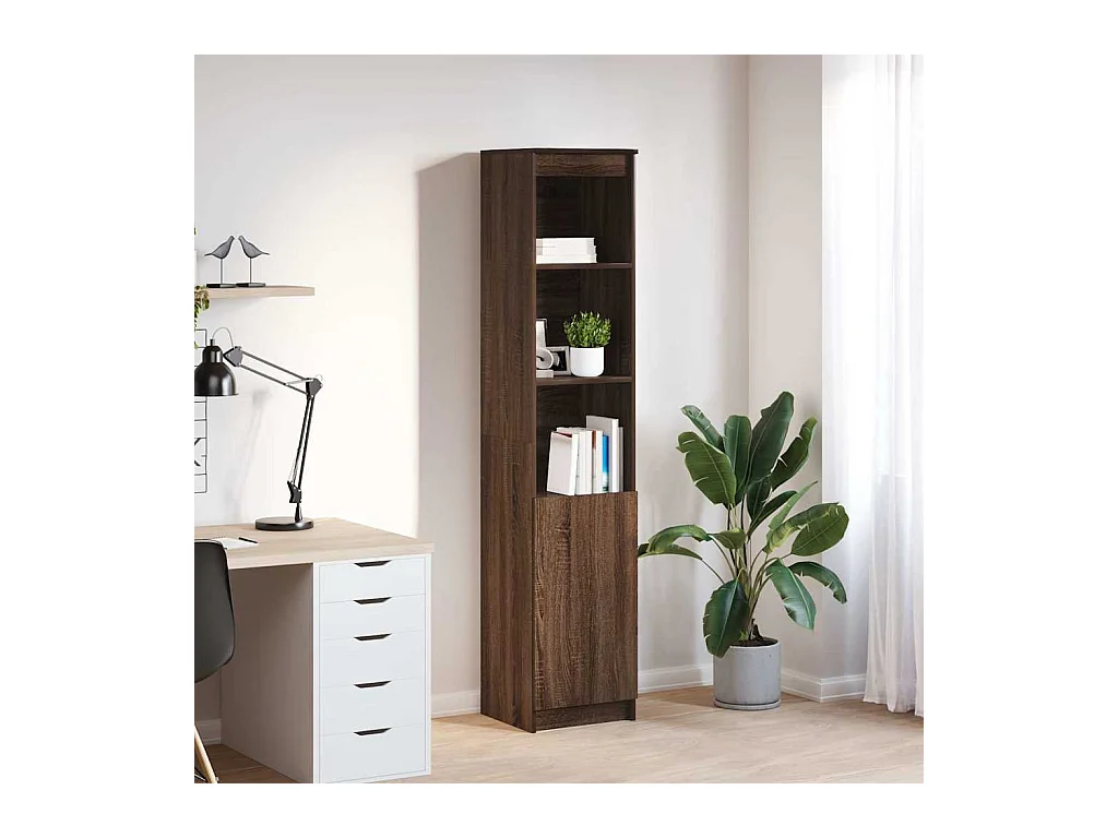 Buffet haut chêne marron 37,5x35x180 cm bois d'ingénierie