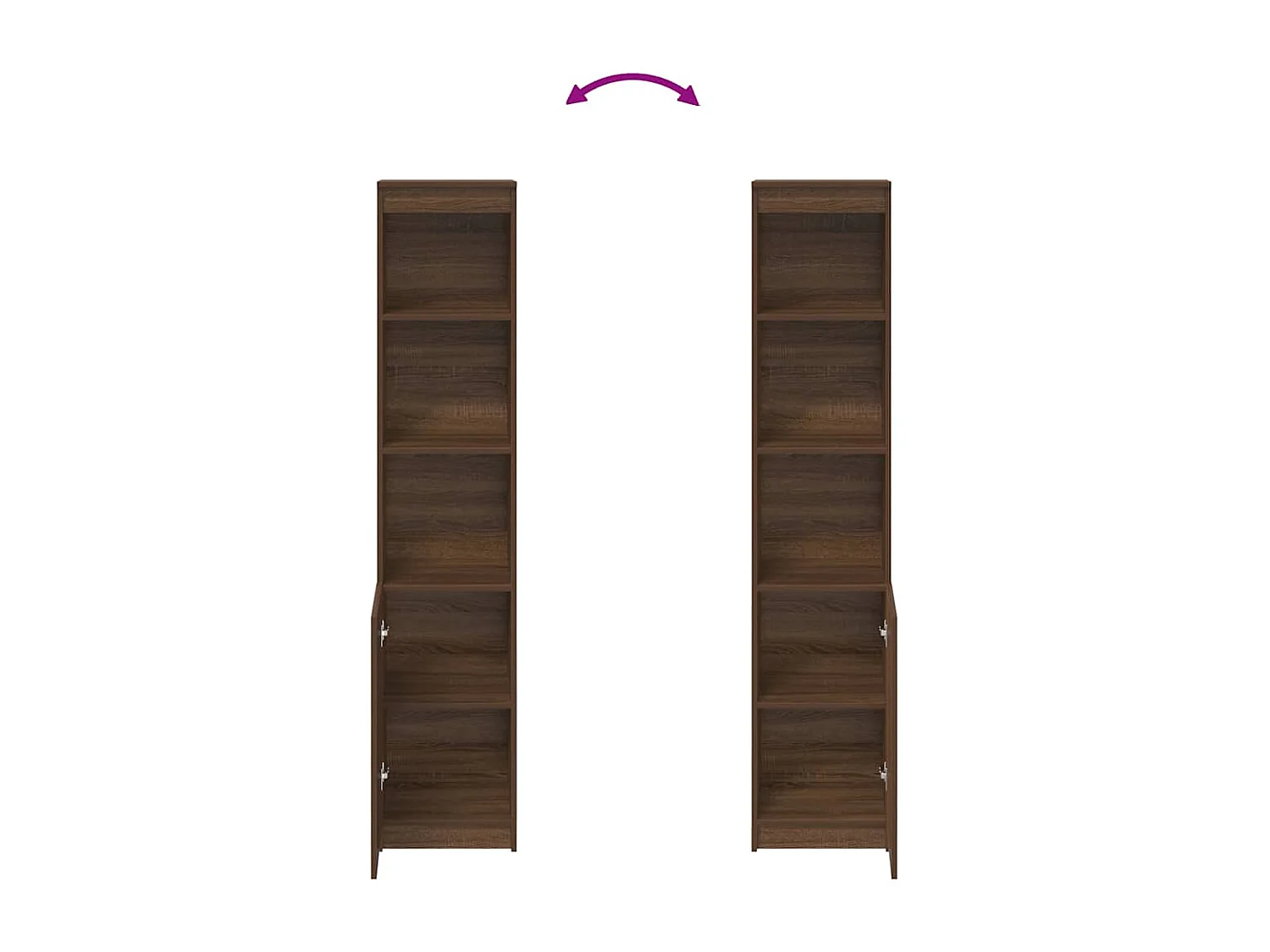 Buffet haut chêne marron 37,5x35x180 cm bois d'ingénierie