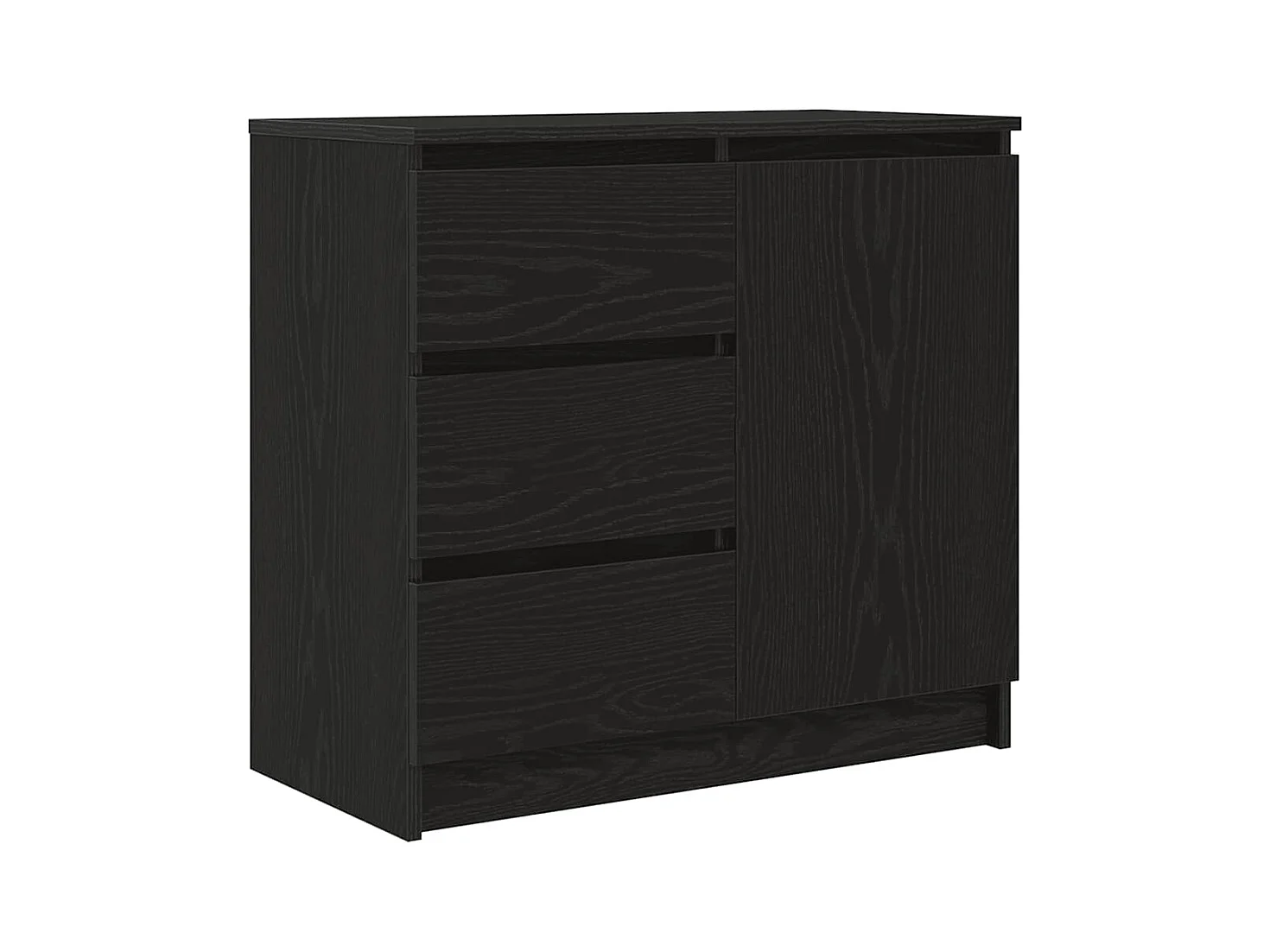 Buffet avec tiroir chêne noir 71x35x65 cm bois d'ingénierie