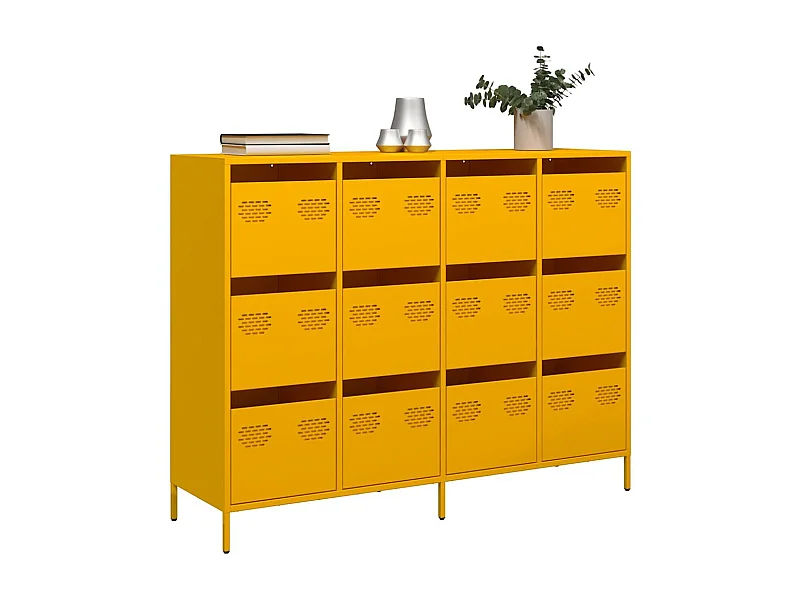Buffet jaune moutarde 135x39x103,5 cm acier laminé à froid