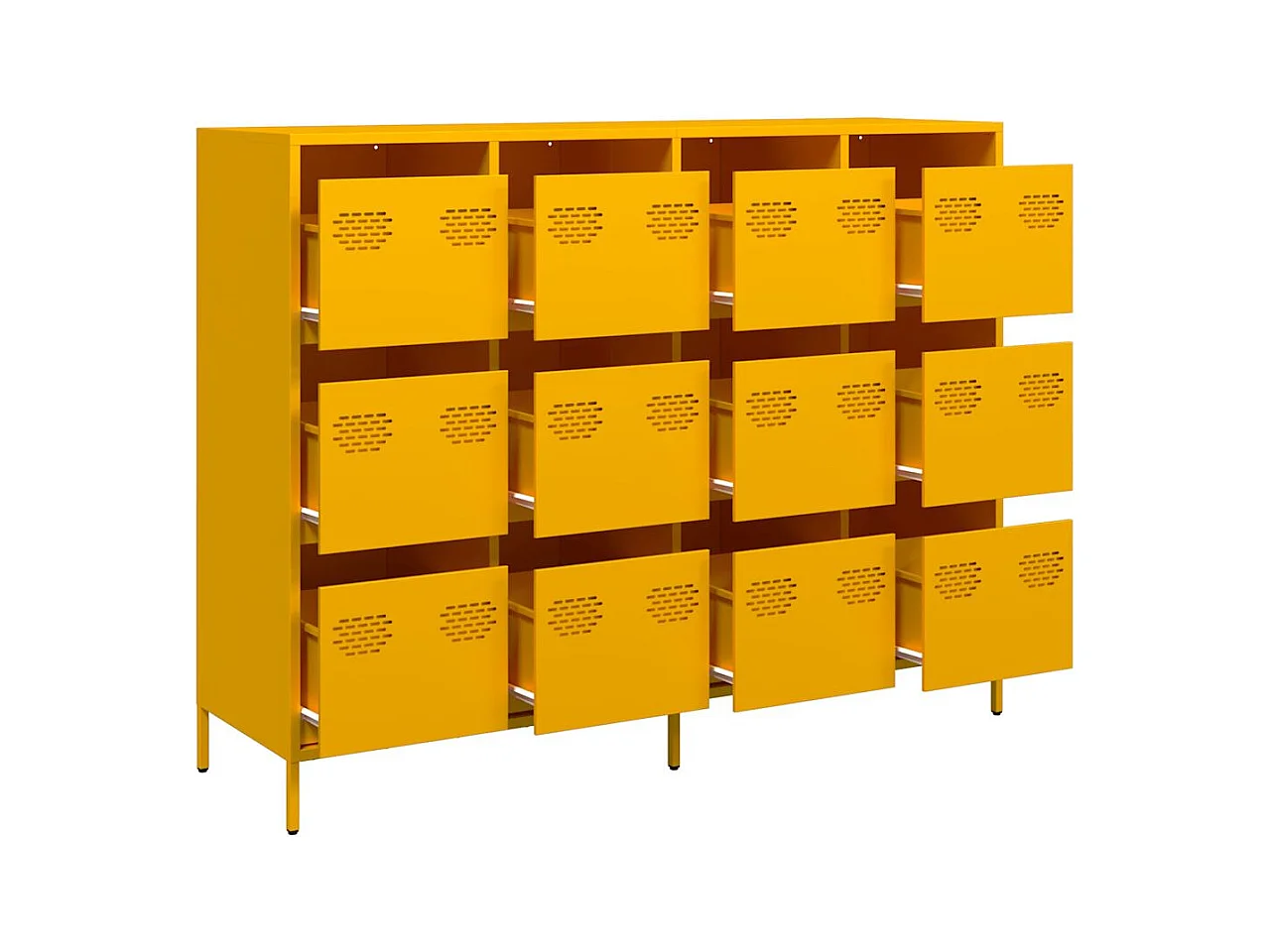 Buffet jaune moutarde 135x39x103,5 cm acier laminé à froid