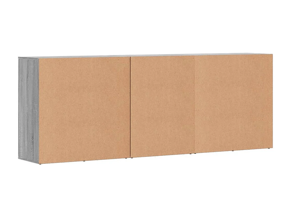 Aparadores 3 uds madera contrachapada gris Sonoma