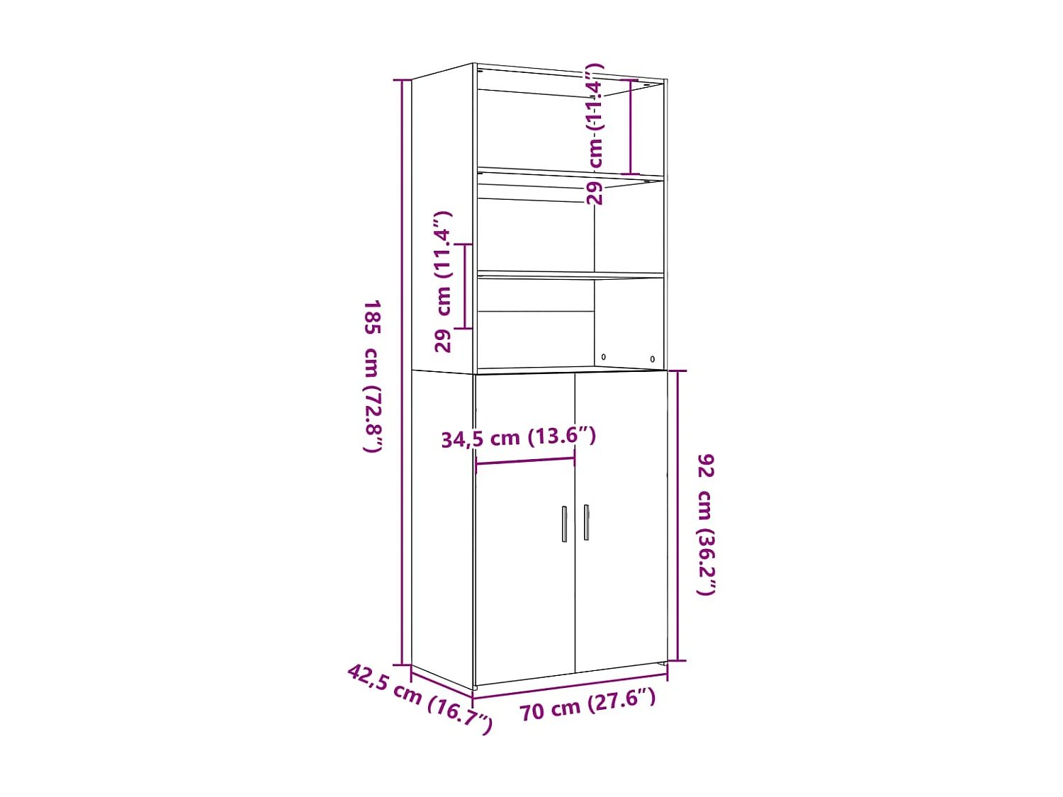 Aparador alto madera de ingeniería roble Sonoma 70x42,5x185 cm