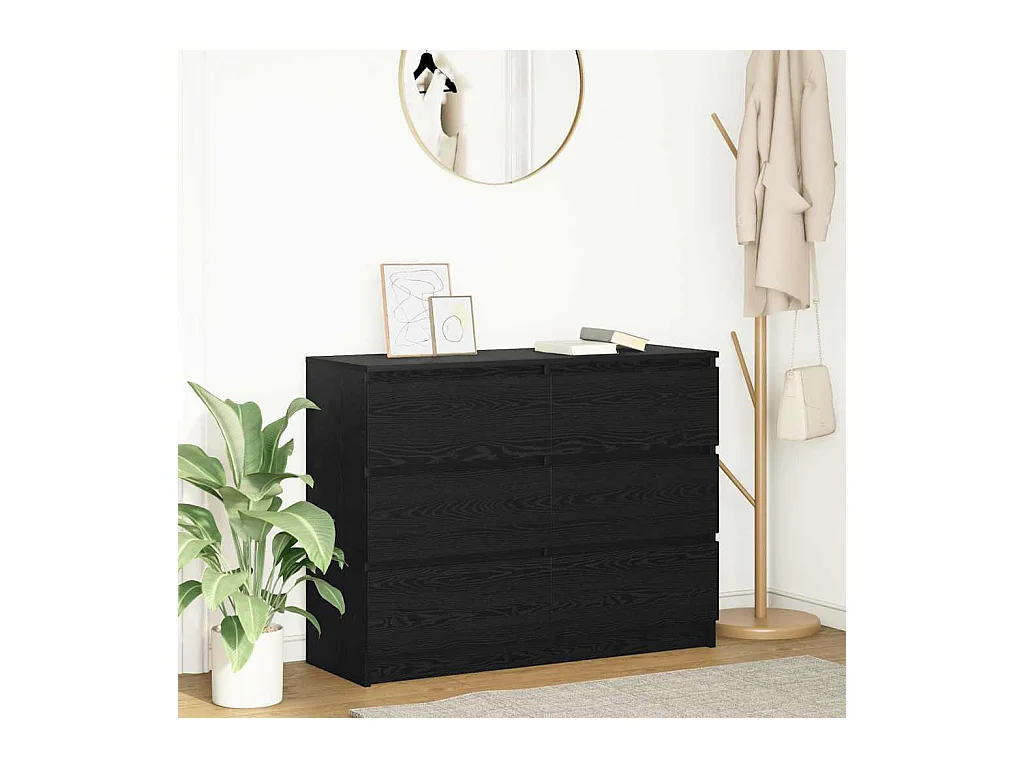 Buffet chêne noir 100x35x76 cm bois d'ingénierie