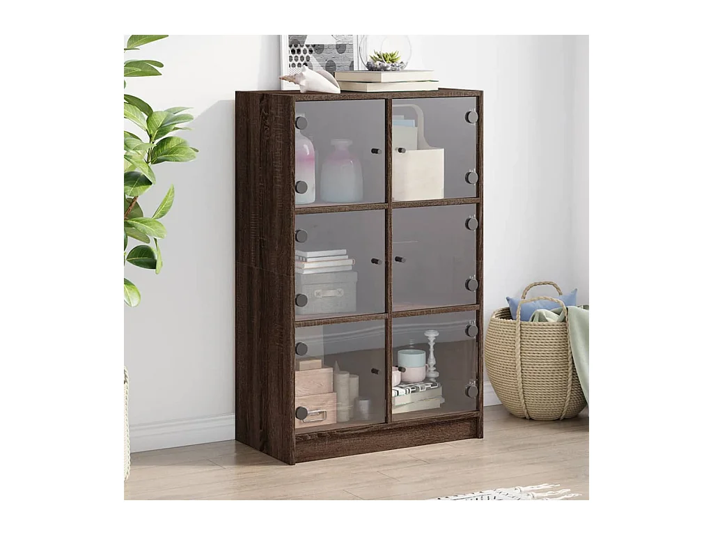 Buffet haut avec portes chêne marron bois d'ingénierie