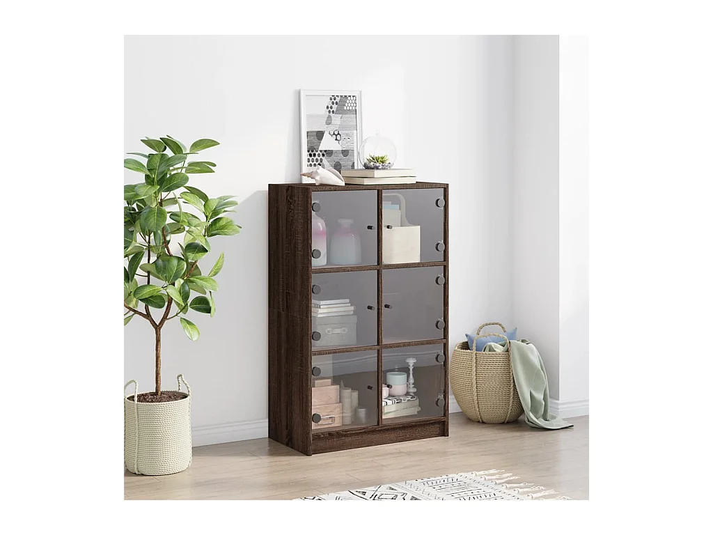 Buffet haut avec portes chêne marron bois d'ingénierie