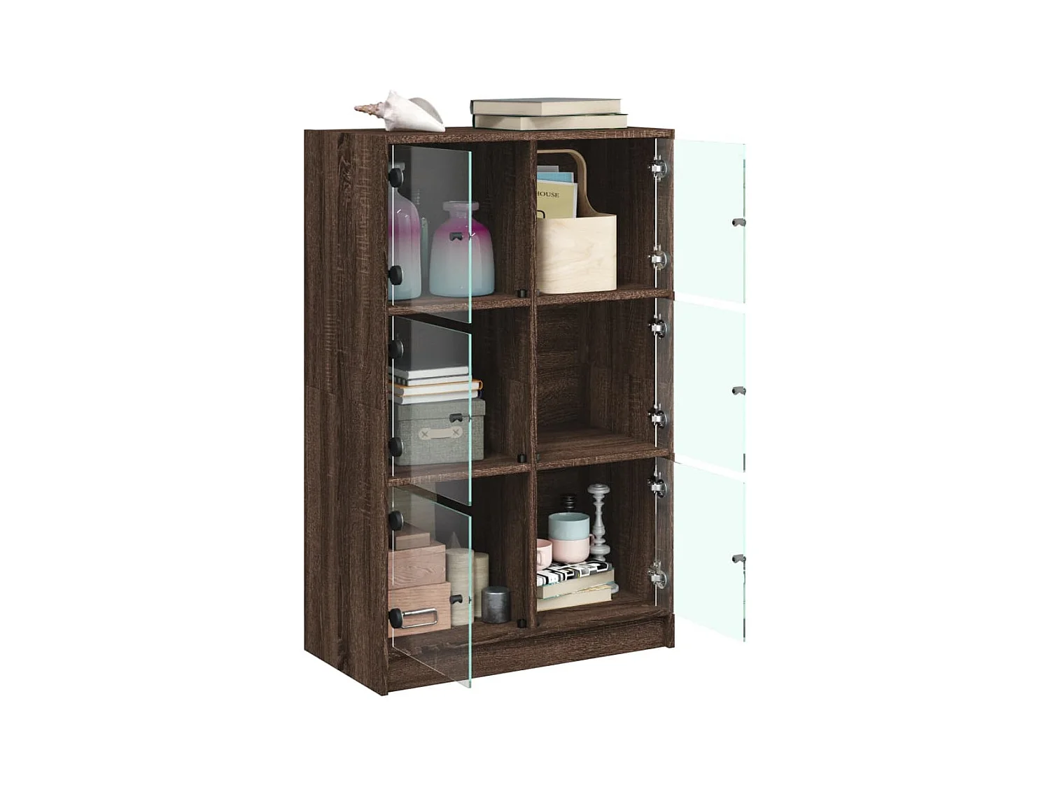 Buffet haut avec portes chêne marron bois d'ingénierie