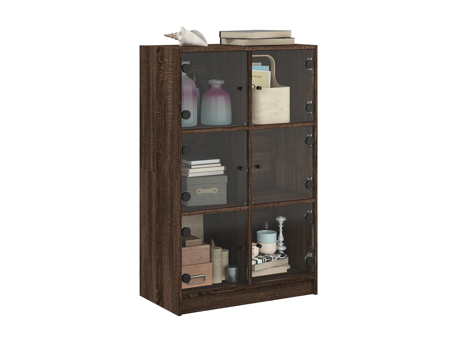 Buffet haut avec portes chêne marron bois d'ingénierie