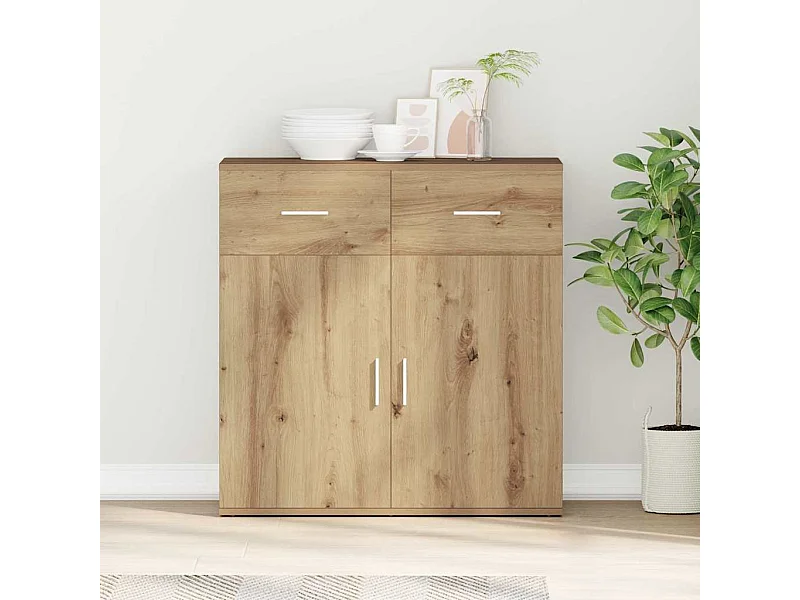 Dressoir artisanaal eikenkleurig 79 x 38 x 80 cm Bewerkt hout