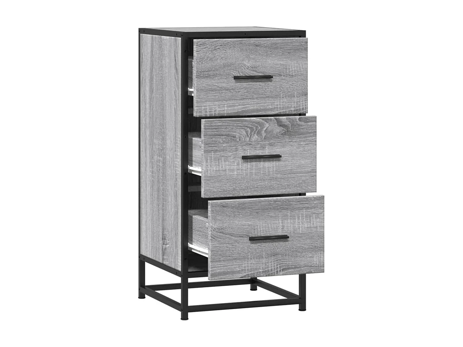 Aparador madera ingeniería y metal gris Sonoma 35,5x35x76 cm