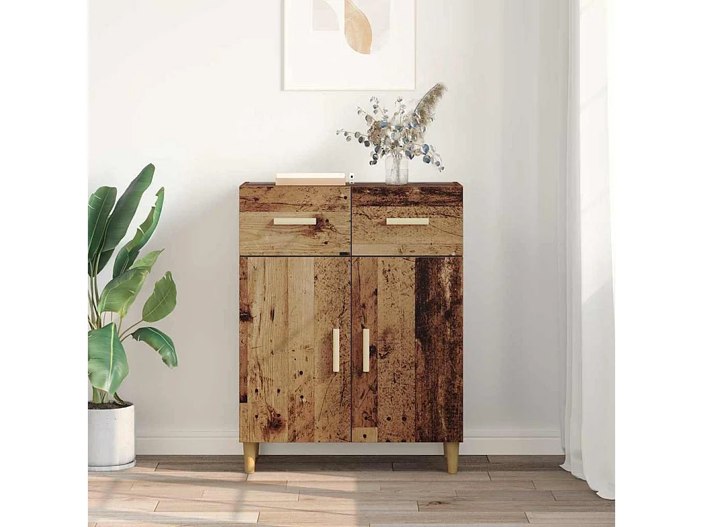 Dressoir met lade Oud hout 34 x 69.5 x 89 cm Bewerkt hout